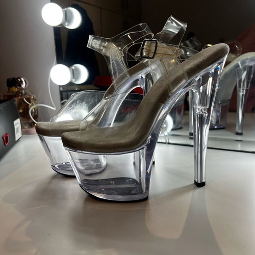 Pleaser USA transparent sandals used, size 36, white