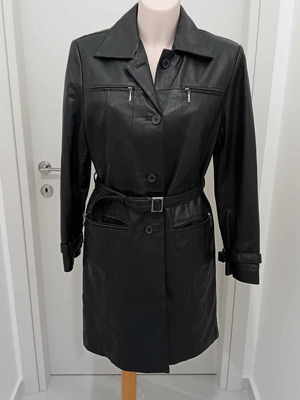 Leather coat medium black like new, unworn