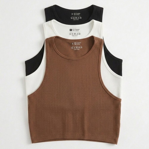 Ribbed cropped tops new, 3 pack fitted