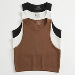 Ribbed cropped tops new, 3 pack fitted