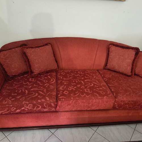 Sofa set 3-seater and 2-seater used with new fabric and sturdy wooden frame