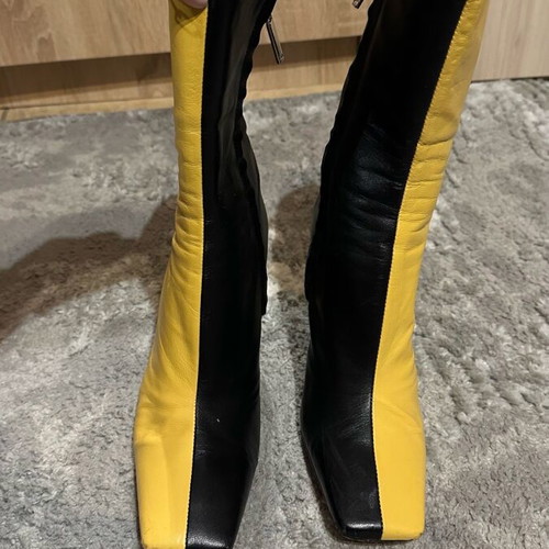 Zara leather boots used, size 39, black and yellow