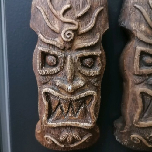 Handmade plaster totem magnet sculptures new, painted with acrylics