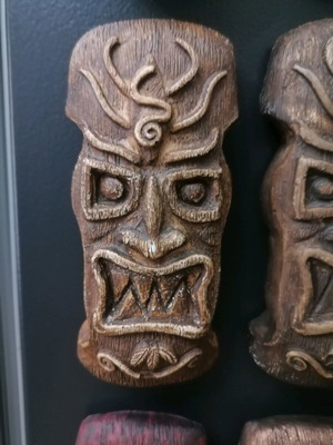 Handmade plaster totem magnet sculptures new, painted with acrylics