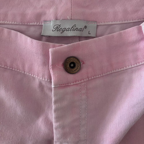 Regalinas pink denim shorts like new, size L, fringed