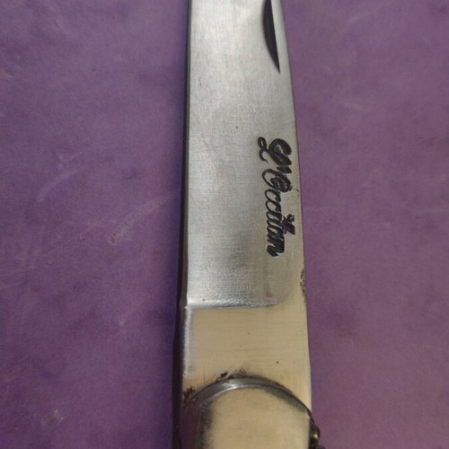 L'Occitan French Folding Knife like new, olive wood handle