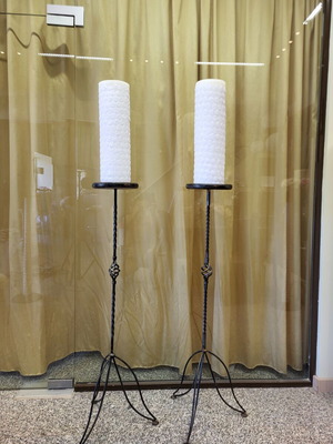 Pair of vintage floor candle holders like new made of wrought iron