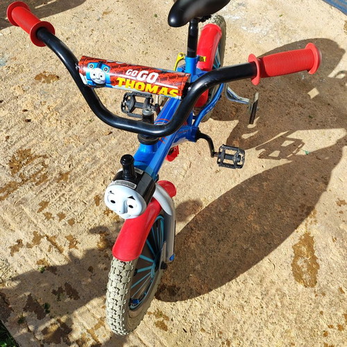 Tomas kids bike used, blue, with training wheels for boys up to 5 years