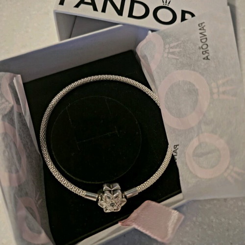 Pandora Moments Bright Snowflake mesh bracelet silver new
