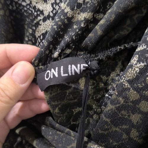On Line long dress new, dark olive green slit