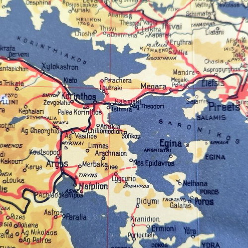 Map of Greece used 1936-1939, tourist lithographic edition