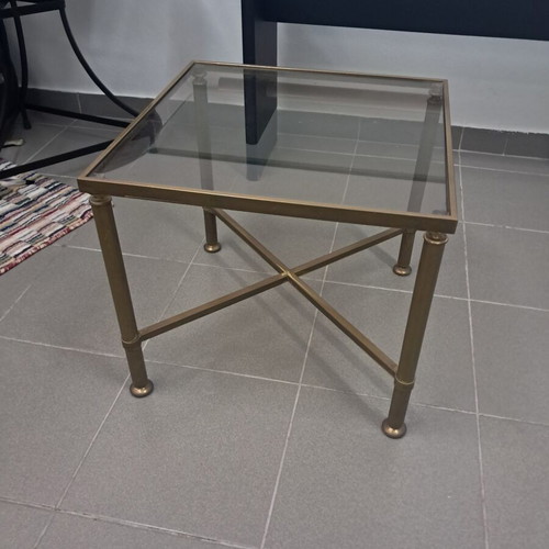 Square coffee table with glass top