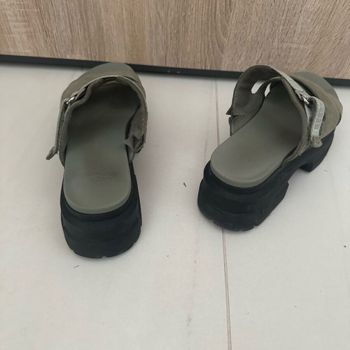 Ugg Australia platform sandals, khaki green and black, size 38.5