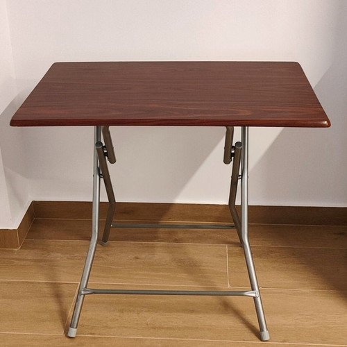 Folding table 80x50 cm with wood-look MDF top and metal frame