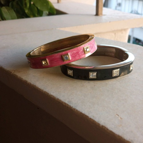 Bracelet set cuff y2k in pink and black like new
