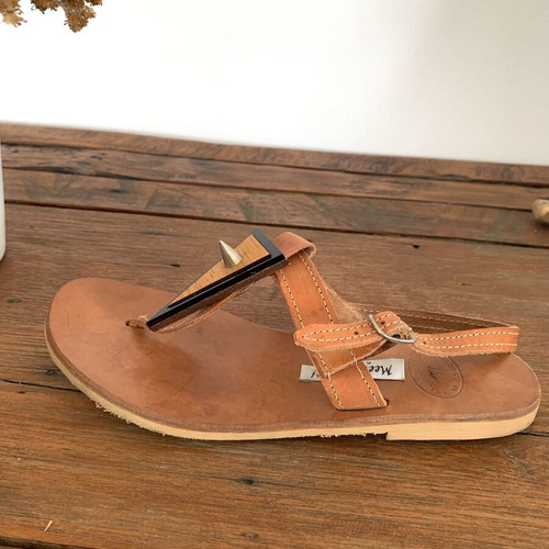 Meet The Cat leather sandals new, wood and plexiglass details, size 37