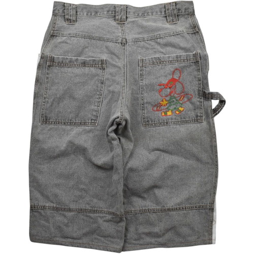 Vintage Y2K Baggy Denim Long Shorts Grey Hip Hop Skate Style used, size L