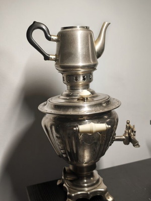 Vintage Soviet electric samovar with teapot, functional