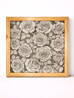 Laser Engraved Picture new with lacquered wooden frame 30x30 cm