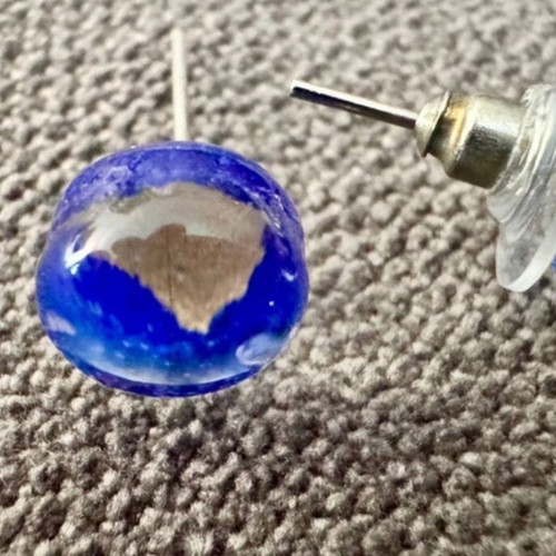 Murano Crystal earrings with gold flake M. Matzaraki like new