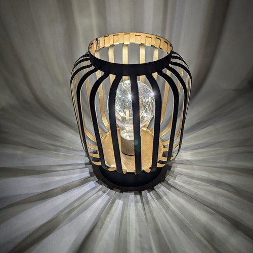 Table Lamp Battery Operated Metal Black with Gold 13.5x17cm new