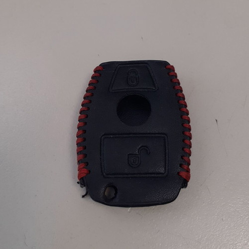 Mercedes leather car key protector black with red stitching like new
