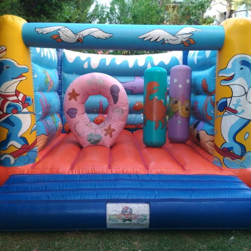 Large inflatable sea-themed bouncy castle used