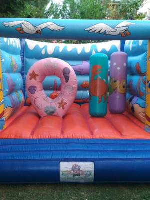 Large inflatable sea-themed bouncy castle used