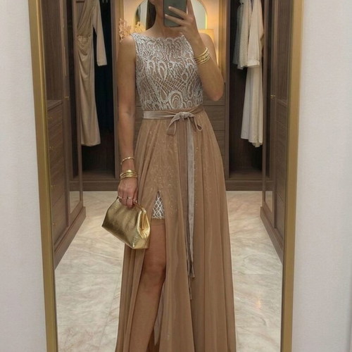 Madejro Couture 2-in-1 evening dress with detachable maxi skirt, like new