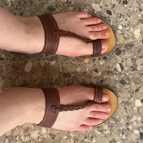 Brown sandals with braid used, size 38