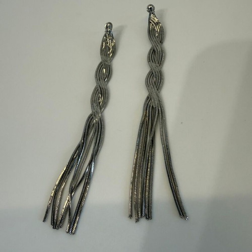 Long silver tassel earrings like new