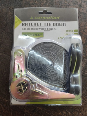 Ratchet tie down 350kg 25mmx4.5 new