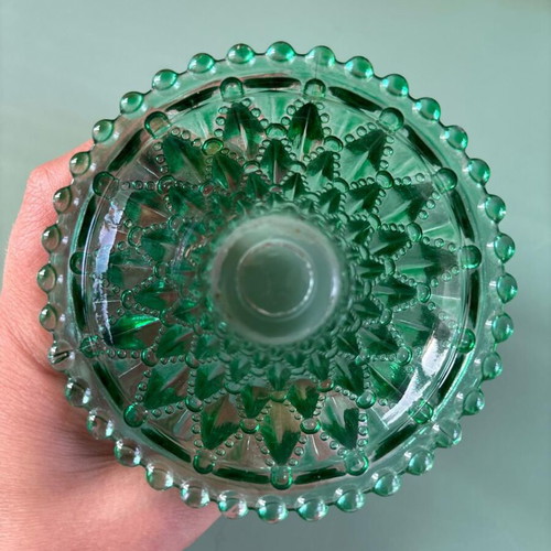 Set of 2 glass carved tealight candle holders