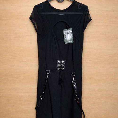 Gothic dress new with tag, elastic cotton fabric, black