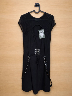 Gothic dress new with tag, elastic cotton fabric, black
