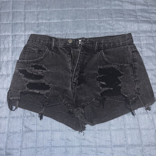 Pull&Bear women's black ripped denim shorts, size M EUR 38
