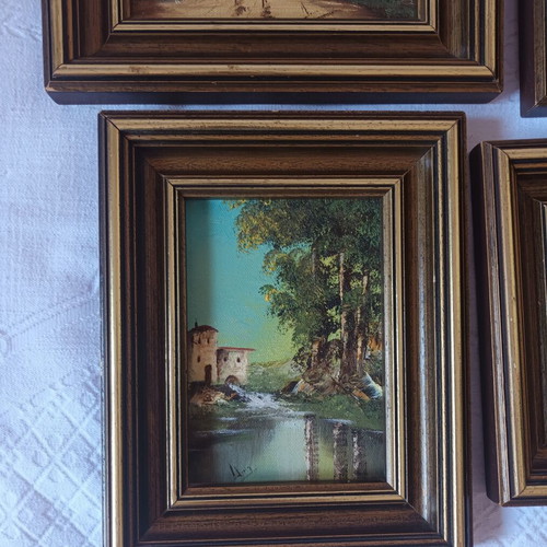 Paintings by Ioanni Darmis used, set of 4 with solid wood frames