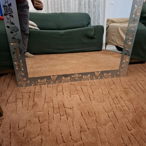 Rectangular mirror new with floral pattern 100x80cm