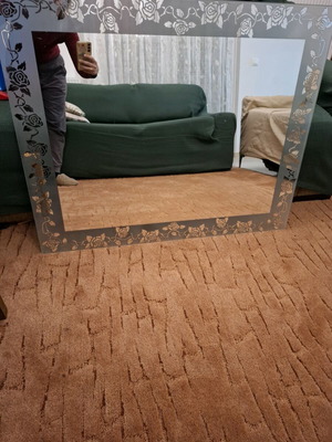 Rectangular mirror new with floral pattern 100x80cm