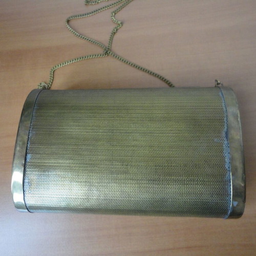 The Hind antique bag used, early 20th century, brass with plush interior