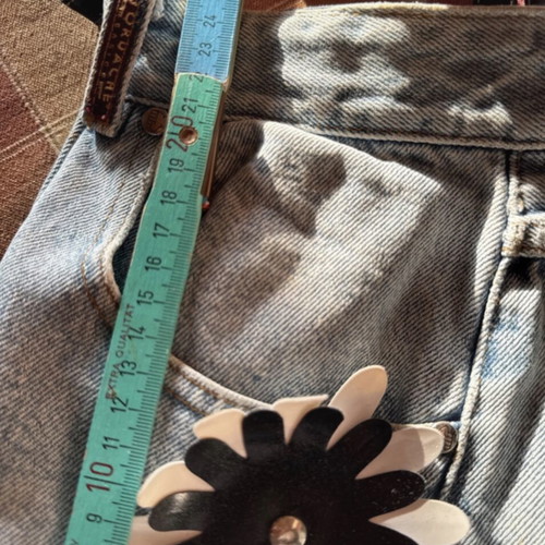 Denim handbag with flower motif