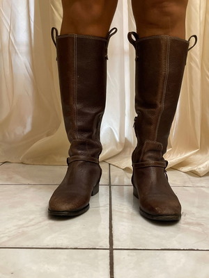 Δερμάτινες μπότες Massimo Duti καφέ νούμερο 37