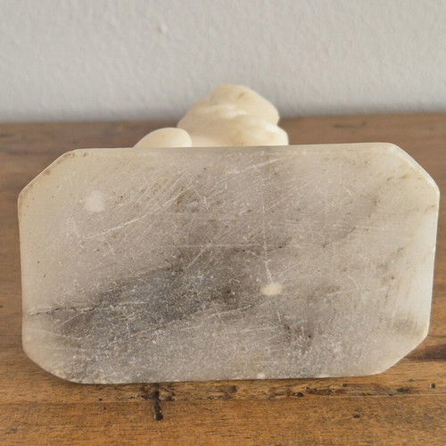 Grand Tour White Alabaster Seated Spaniel Bookends, original pair