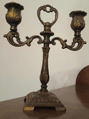 Double Candlestick like new with Rococo decoration and natural patina