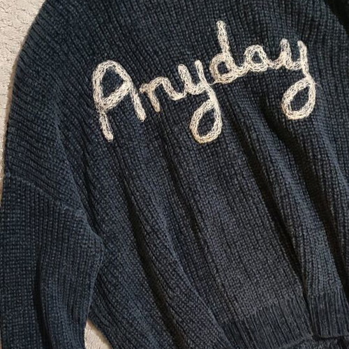 Yessica women's sweater used, navy blue, size S, short oversize fit