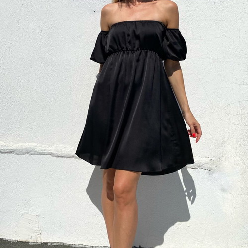 Satin dress black size S like new