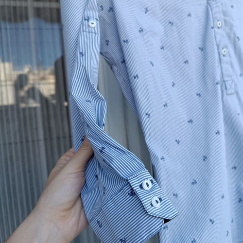 Zara blue striped shirt with micro print anchors, like new, size M