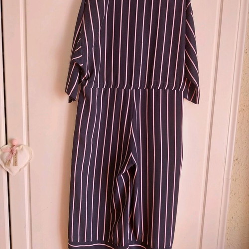 Monki one-piece spring jumpsuit like new, blue with pink stripes