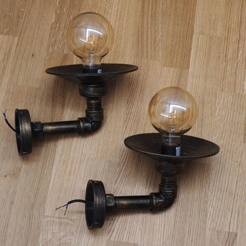 Vintage look wall lights like new with bulbs, plastic