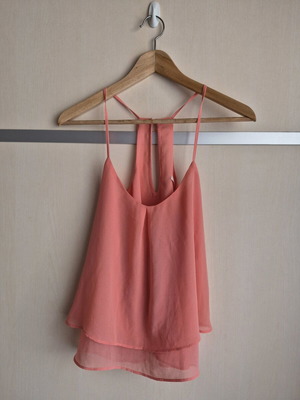 Bershka chiffon top used, coral peach, size M